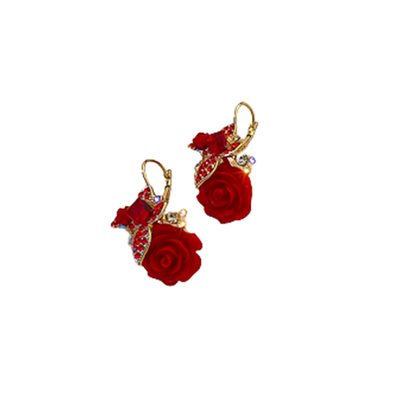 Acrylic Petal Earrings, Long Drop Rose Flower Earrings for Women and Girls