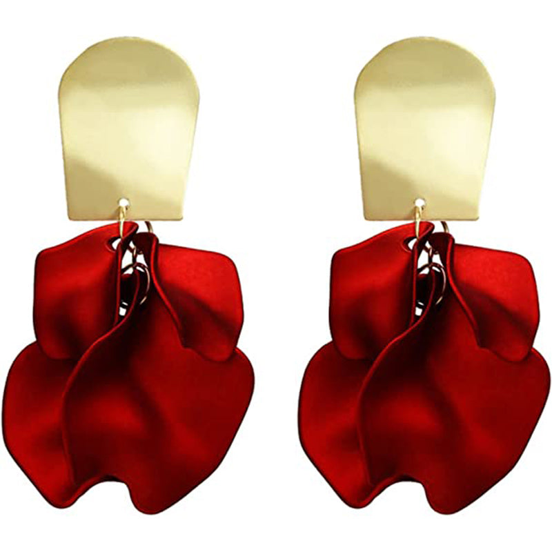 Acrylic Petal Earrings, Long Drop Rose Flower Earrings for Women and Girls