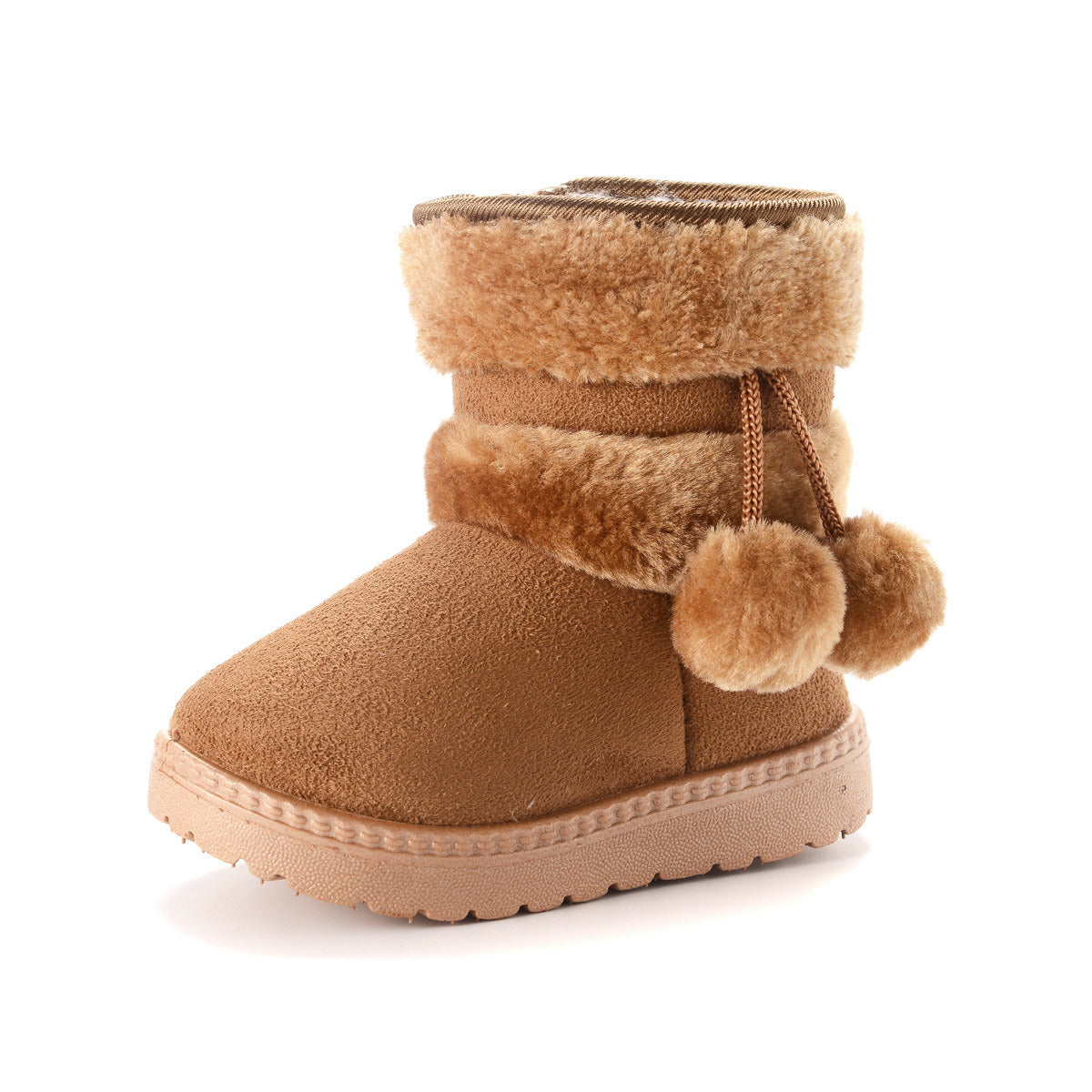 New Winter Furry Shoes Girls with Cute Hairball Baby Kids High Top Snow Boots Anti-proof Warmer School Children Fur Boots E08014