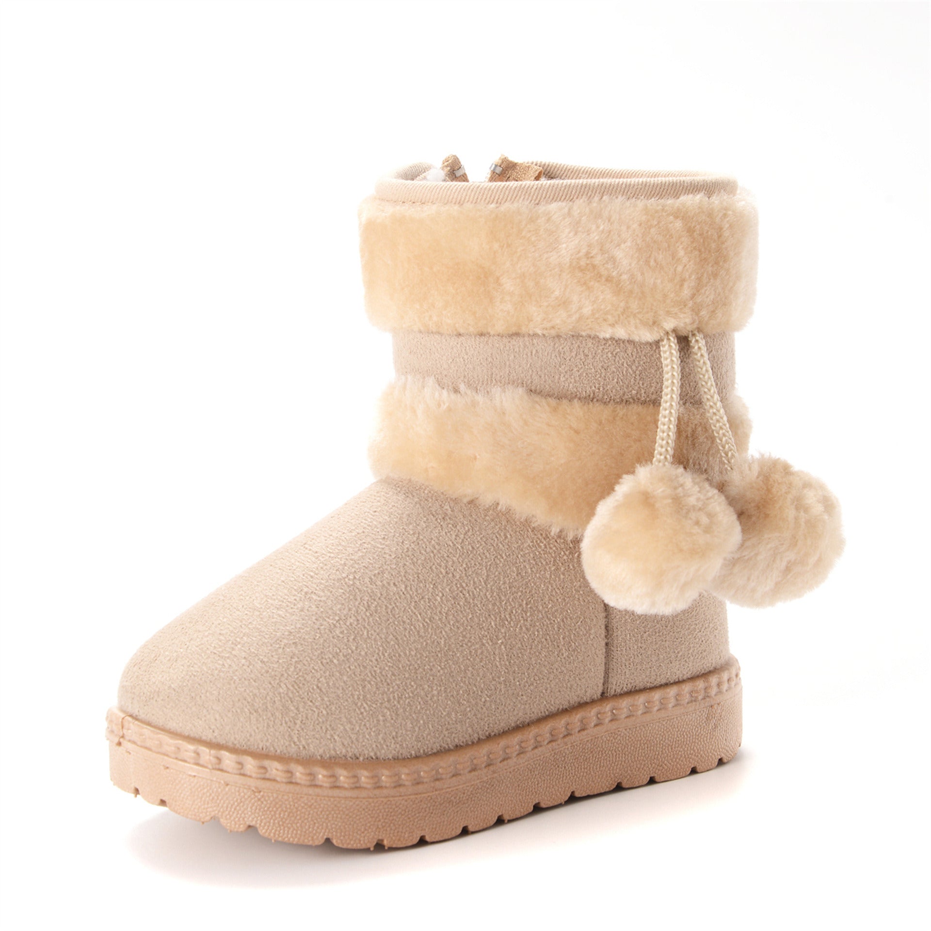 New Winter Furry Shoes Girls with Cute Hairball Baby Kids High Top Snow Boots Anti-proof Warmer School Children Fur Boots E08014