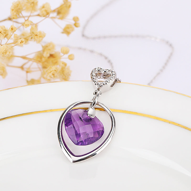 925 Silver Heart Amethyst Pendant