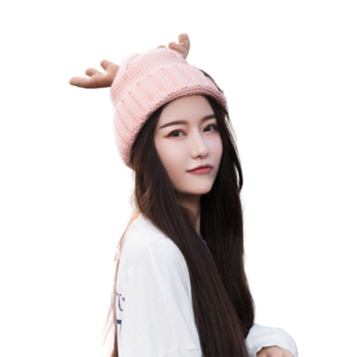 Winter Knitted Hat Deer Beanie Hat Adorable Antler Cap