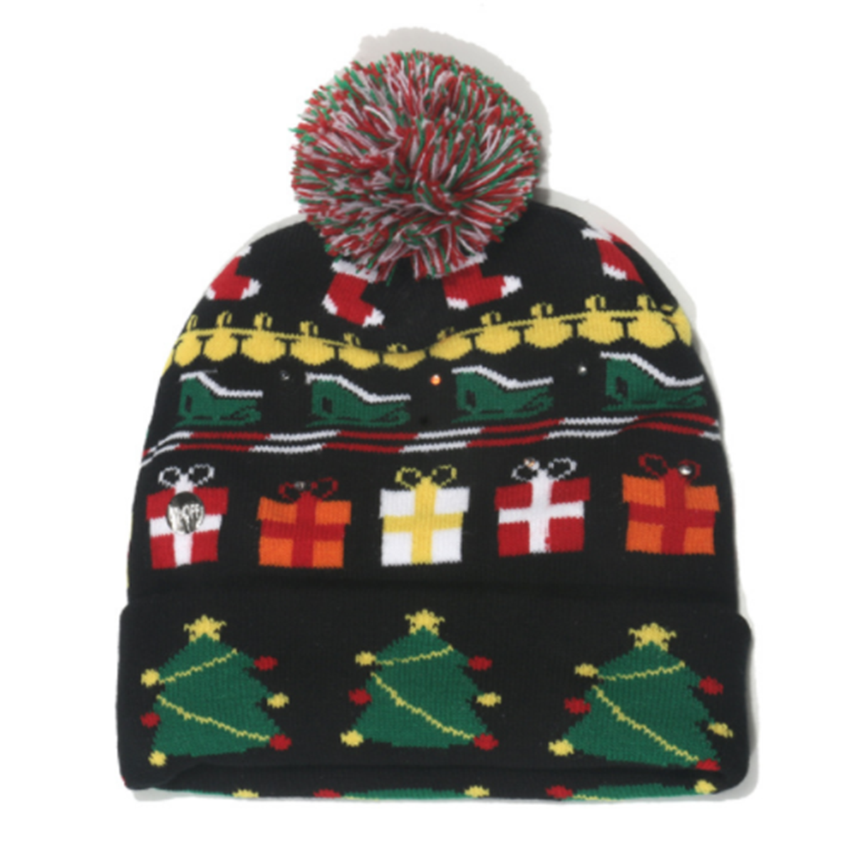 Light-up Knitted Beanie Ugly Sweater Holiday Christmas Beanie Hat Knit Cap