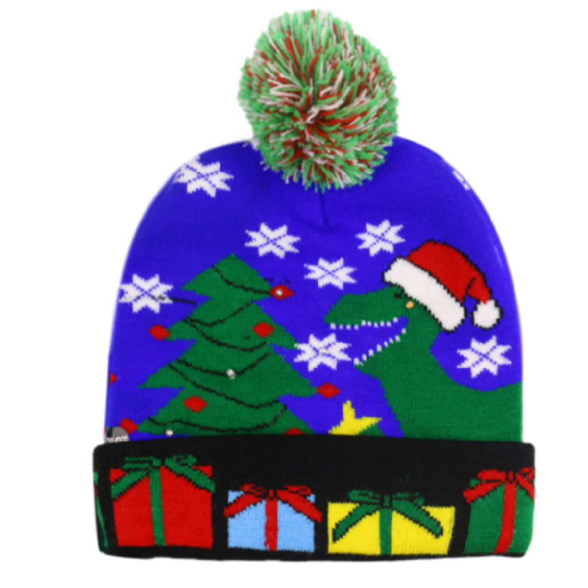 Light-up Knitted Beanie Ugly Sweater Holiday Christmas Beanie Hat Knit Cap