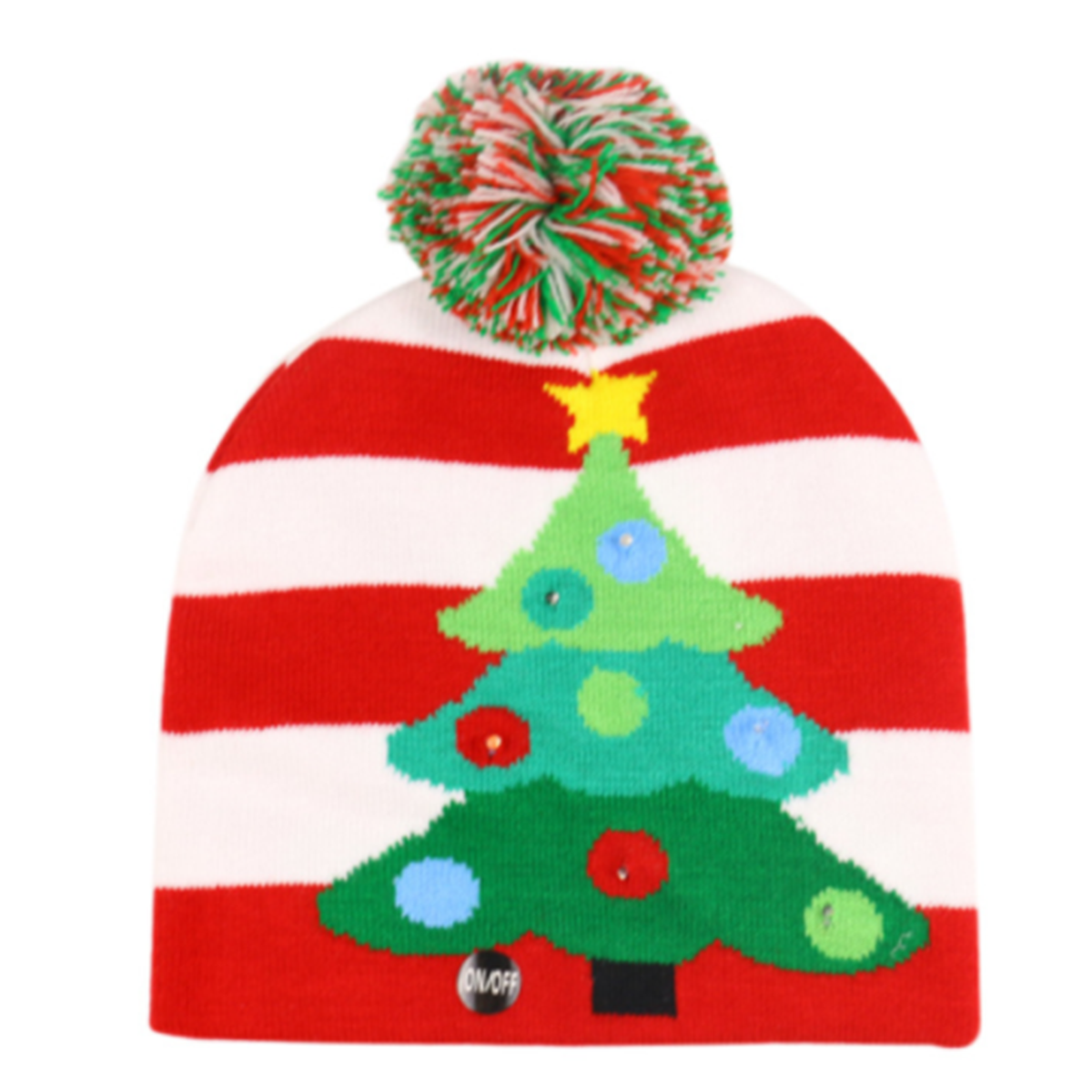 Light-up Knitted Beanie Ugly Sweater Holiday Christmas Beanie Hat Knit Cap