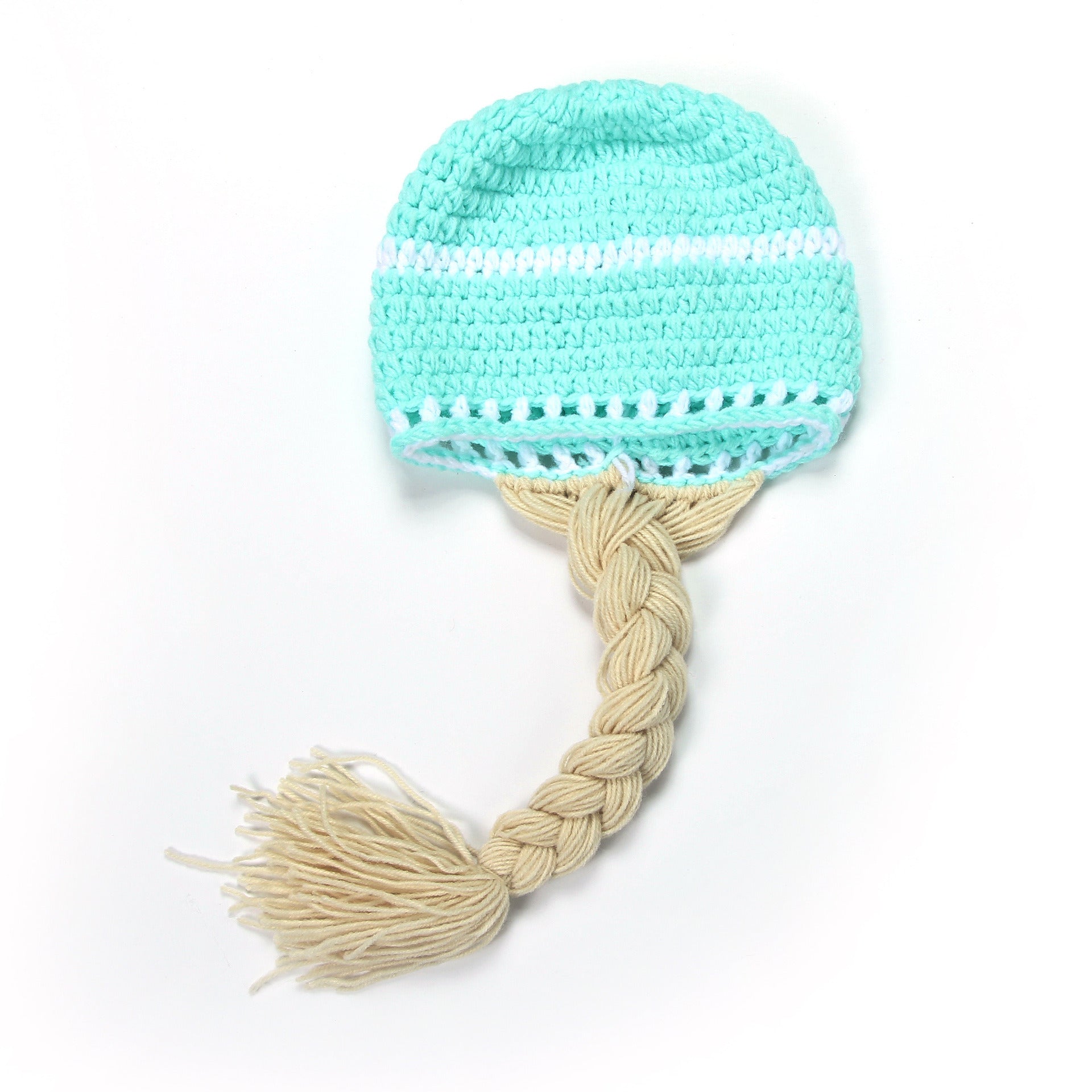 Girl's Hand Braid Hat Hand Hook Patchwork Color Wool Hat