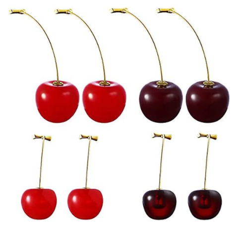 4 Pairs Cherry Drop Earrings Cherry Dangle Jewelry Fruit Dangle Earrings