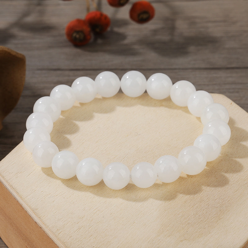 Hetian White Jade Beaded Bracelet