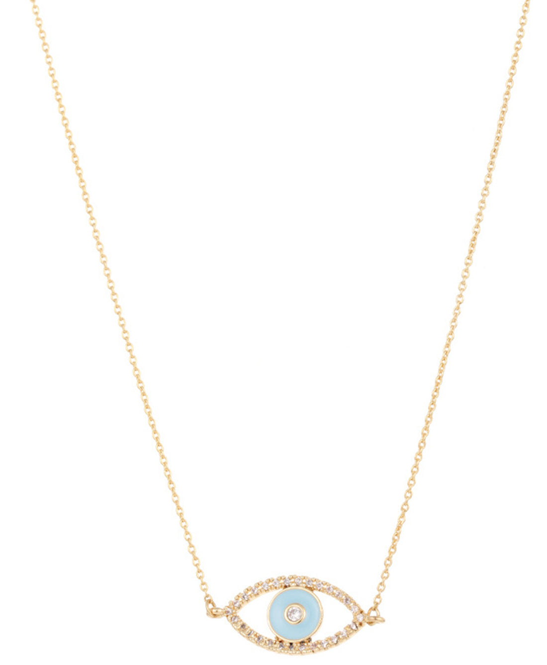 Evil Eye Elliptical Necklace Blue Gold