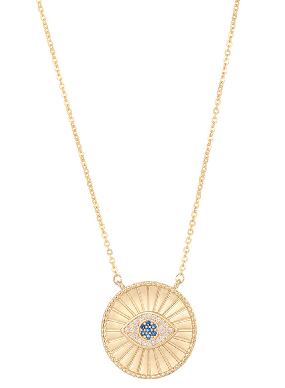 Evil Eye Elliptical Necklace Blue Gold