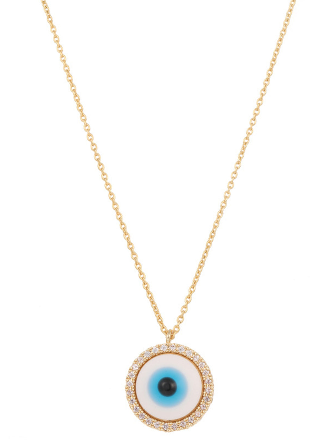 Evil Eye Elliptical Necklace Blue Gold