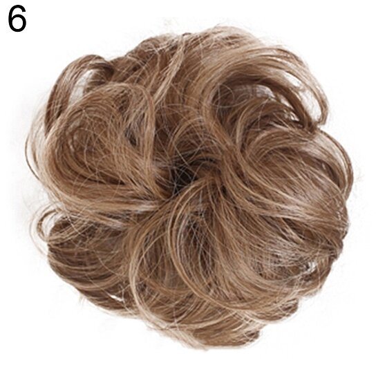 Women Hair Bun Extension Wavy Curly Messy Donut Chignons Wig Hairpiece