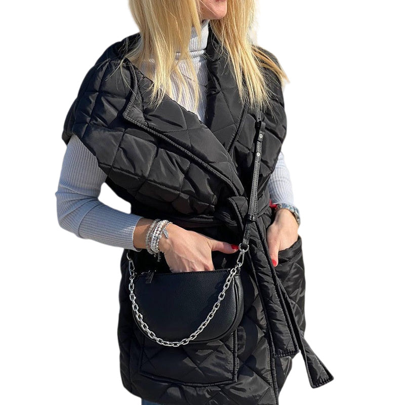 Women's Cotton Vest Lace-up Sleeveless Padded Jacket