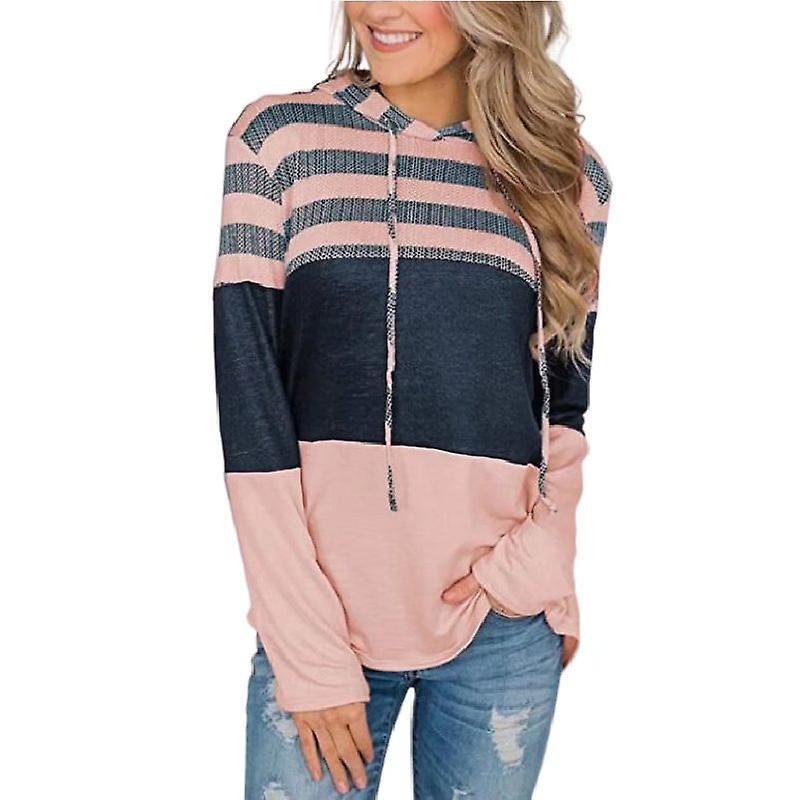 Womens Striped Color Block Hoodies Pullover Sweatshirts