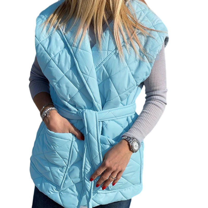 Women's Cotton Vest Lace-up Sleeveless Padded Jacket