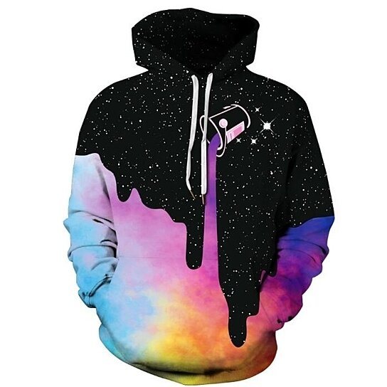 Men Hoodies 3D Sweatshirt Print Spilled Milk Space Galaxy