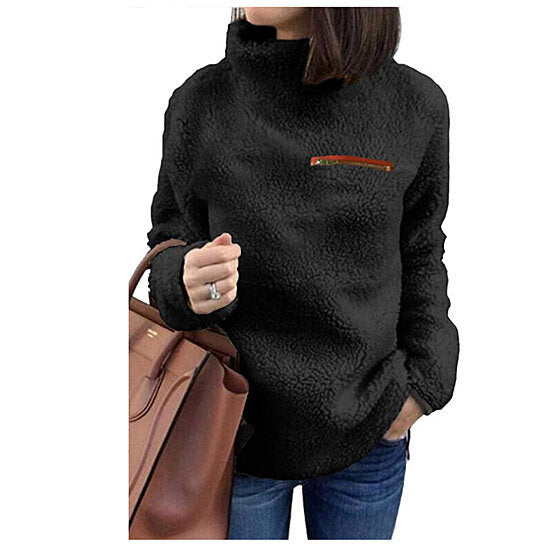 Women Sherpa Pullover Sweaters Warm Tunic Tops Sweatshirts