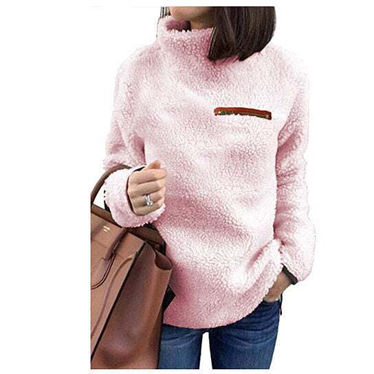 Women Sherpa Pullover Sweaters Warm Tunic Tops Sweatshirts