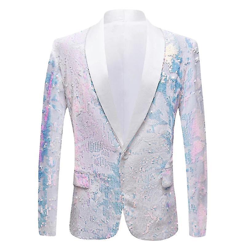 Men's Blazer Wedding Party White Velvet Sequin Suit