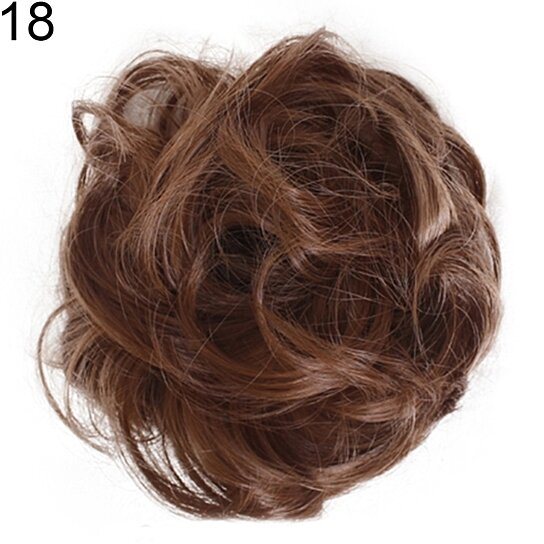 Women Hair Bun Extension Wavy Curly Messy Donut Chignons Wig Hairpiece