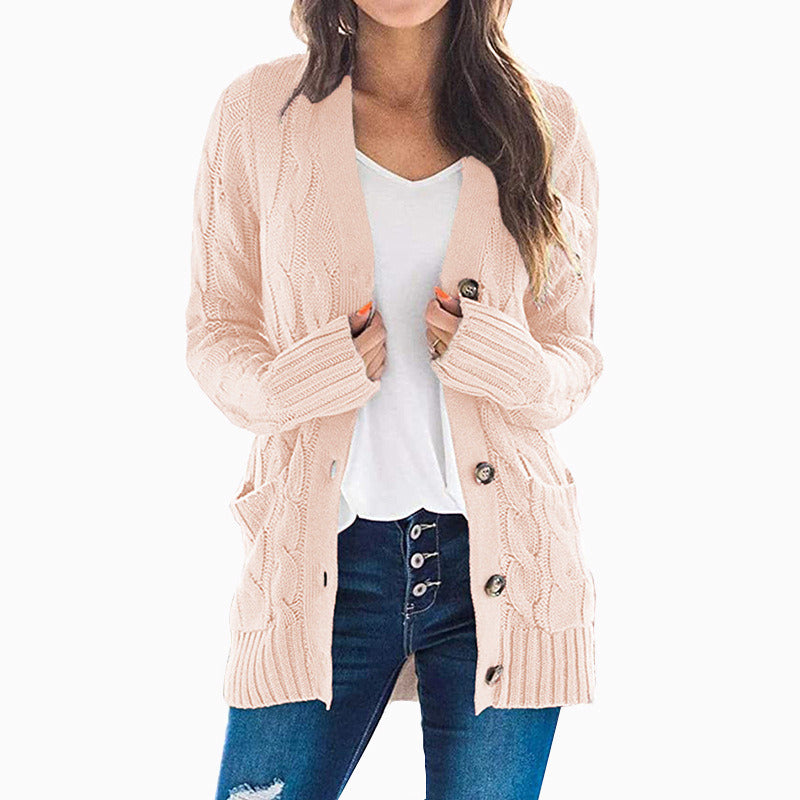 Women Open Front Cardigan Button Down Sweater with Pockets