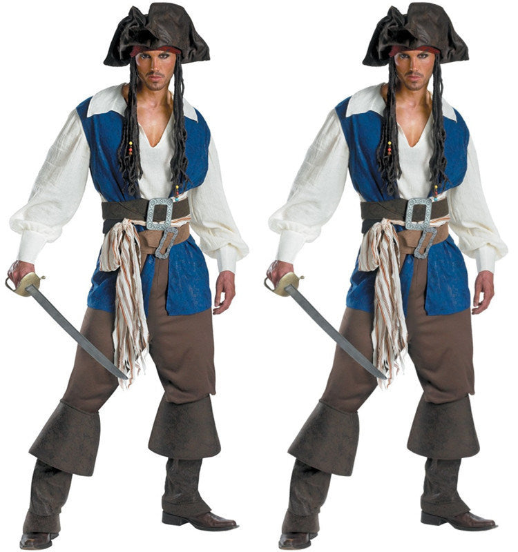 Halloween Mens Pirate Costume Jack Cosplay Party Stage Suit