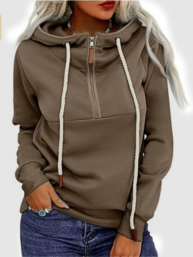 Women's Zipper Fleece Hooded Sweatshirt