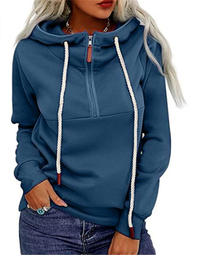 Women's Zipper Fleece Hooded Sweatshirt