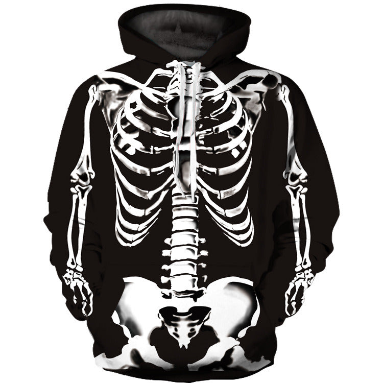 Men Halloween Skull Hoodies 3D Digital Printing Casual Hooded Pullover Sweater Sports