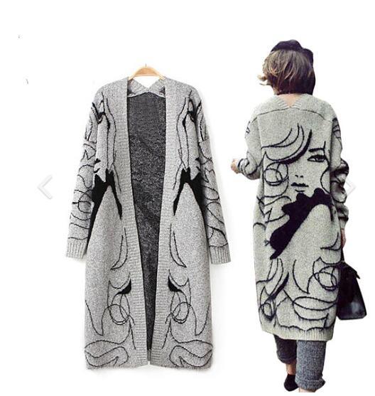 Women Sweater Cardigan Open Front Maxi Cardigan Longline Coat with Pockets