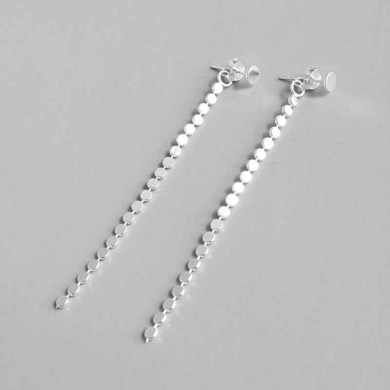 Elegant Flat Beads 925 Sterling Silver Dangling Earrings