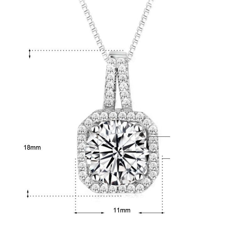 Simple Geometry CZ Square 925 Sterling Silver Pendant