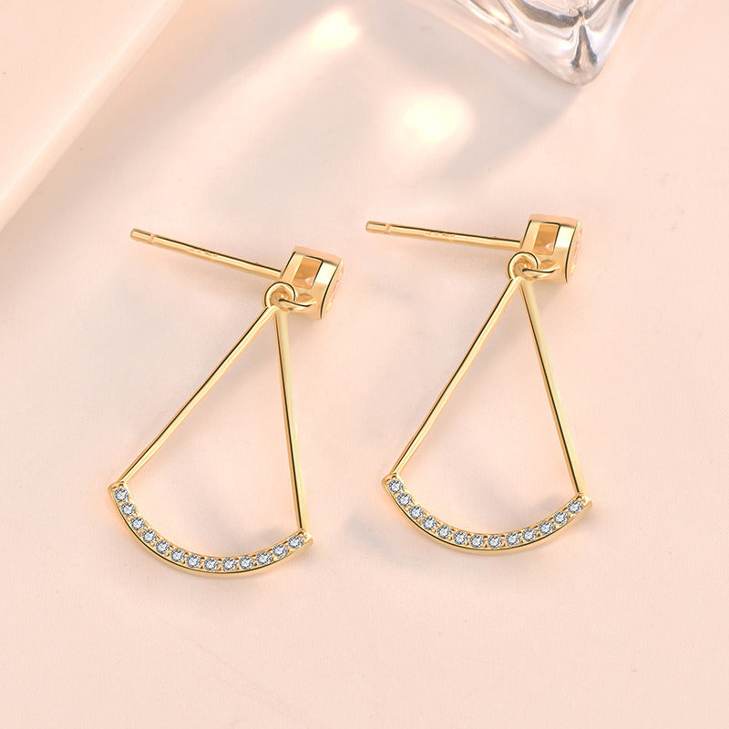 Classic Geometry CZ Triangle 925 Sterling Silver Dangling Earrings