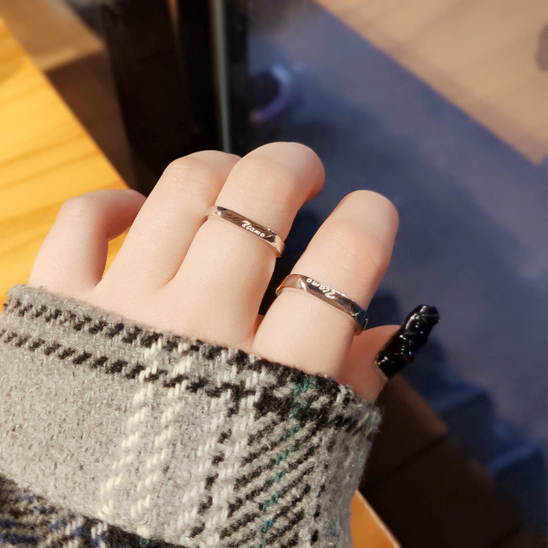 Tiamo Letters CZ Simple 925 Sterling Silver Adjustable Promise Ring