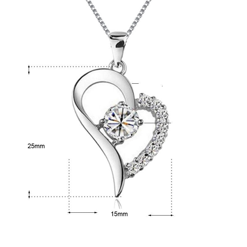 Gift Irregular CZ Heart 925 Sterling Silver DIY Pendant