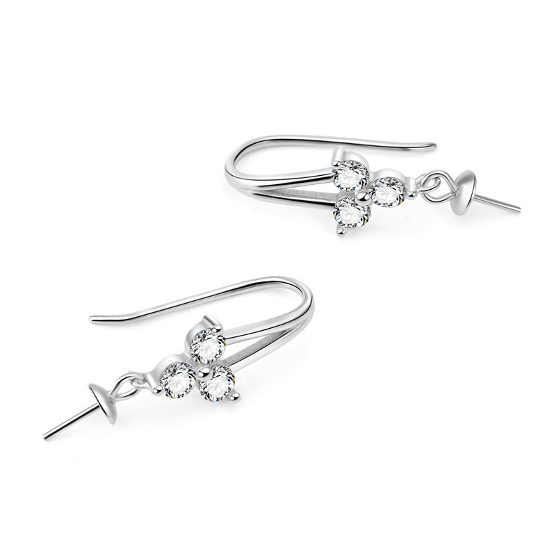 New CZ Three Leaf Clover 925 Sterling Silver DIY Earring Hooks