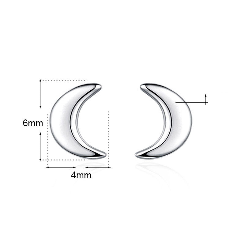 Casual Cute Mini Crescent Moon 925 Sterling Silver Stud Earrings