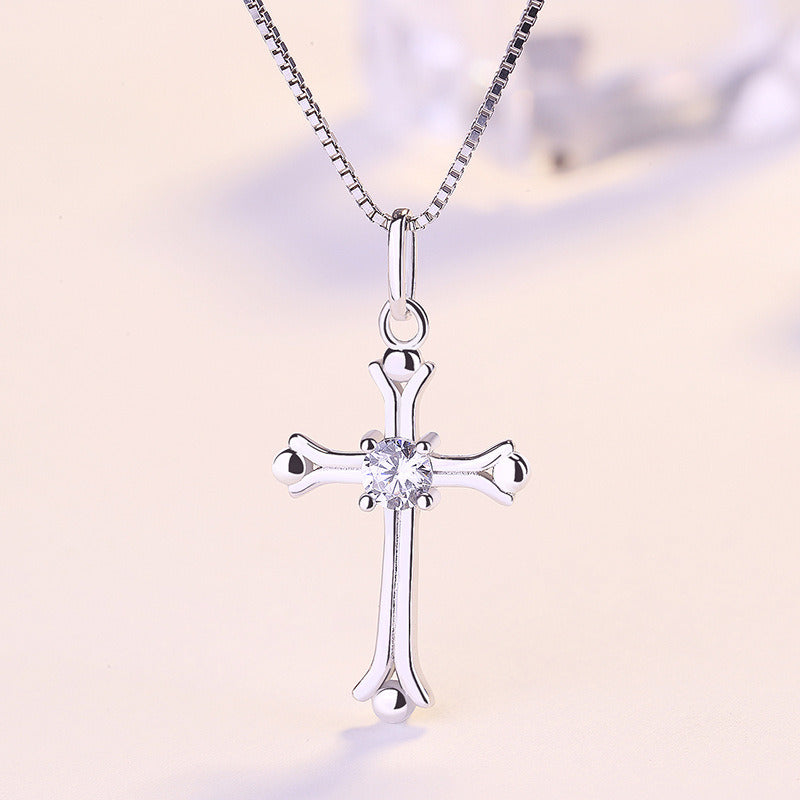 Classic CZ New Cross 925 Sterling Silver DIY Pendant