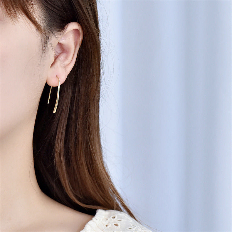 Minimalist Letter U Shape 925 Sterling Silver Dangling Earrings