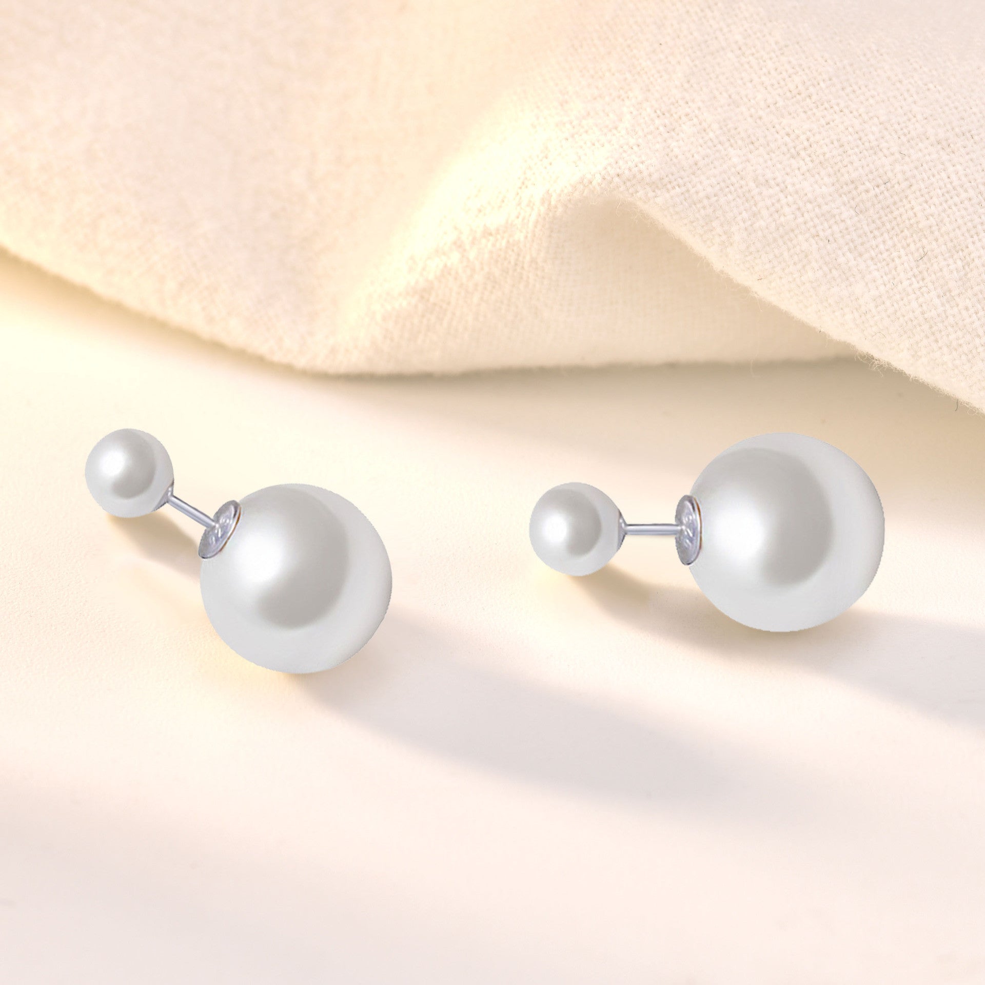 Office Mother and Child Shell Pearls 925 Sterling Silver Stud Earrings