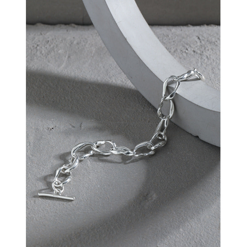 Office OT Twisted Rombo Chain 925 Sterling Silver Bracelet