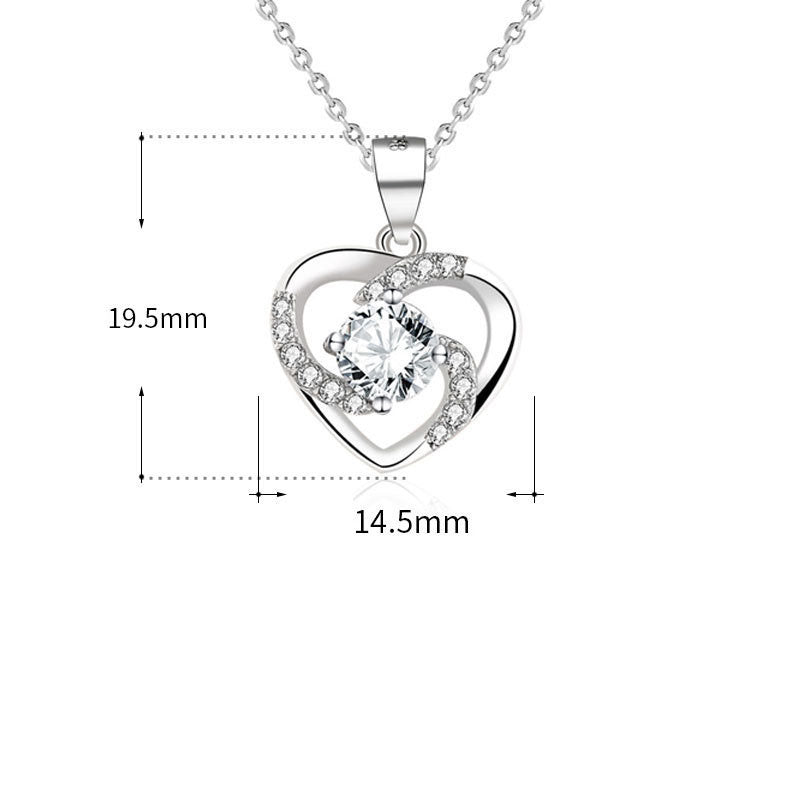 New Hollow CZ Heart Lover 925 Sterling Silver DIY Pendant