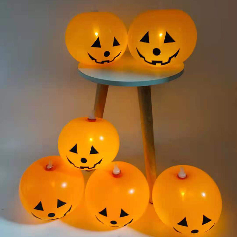10 PCS Halloween Pumpkin Lantern Led Balloons Party Garden Bedroom Decorations Props