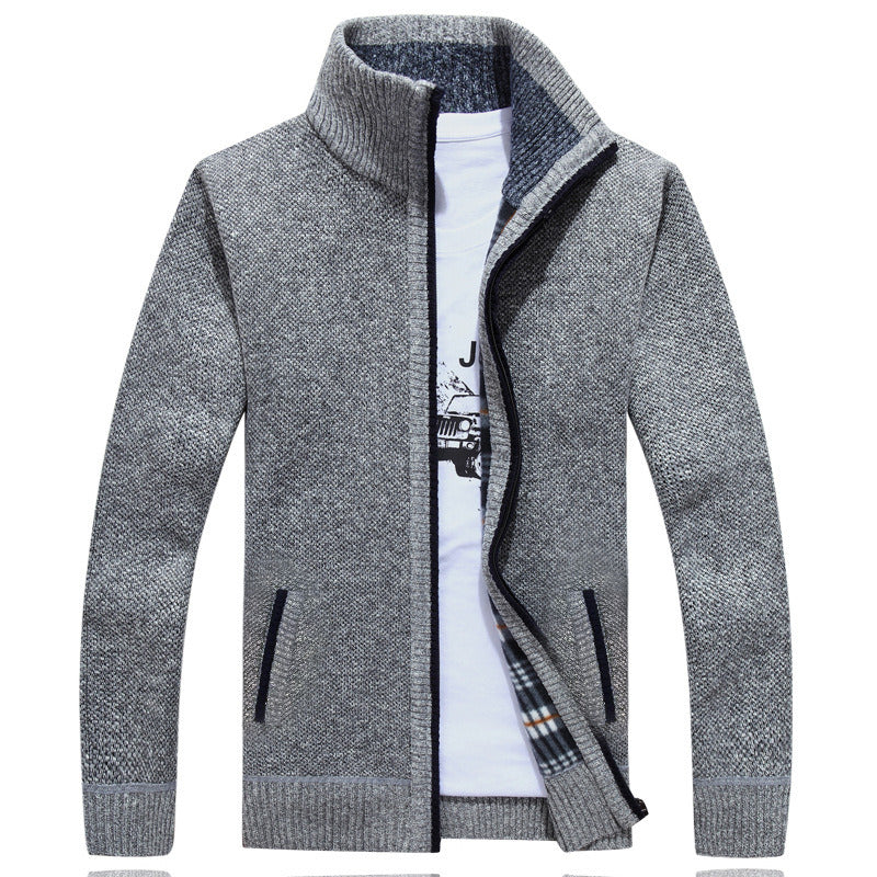 Men's Zip Up Fleece Cardigan Sweater Winter Warm Sherpa Lined Jacket Coat