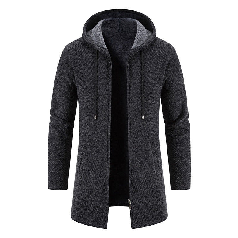 Men's Winter Warm Fleece Hoodie Jacket Full Zip Up Thicken Sherpa Lined Hooded Outerwear Coats