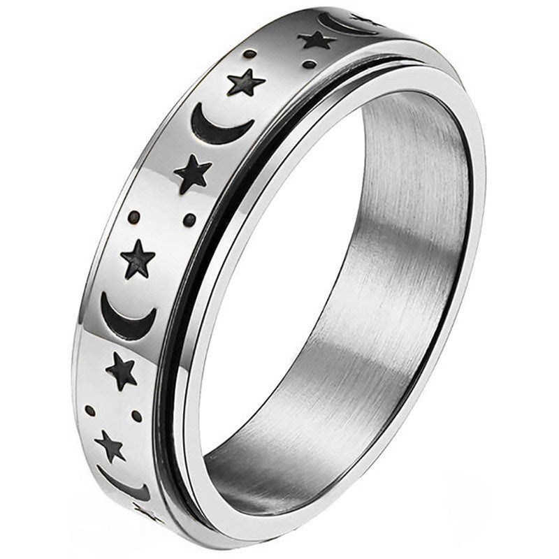 Stainless Steel Spinner Band Rotatable Ring For Women Men