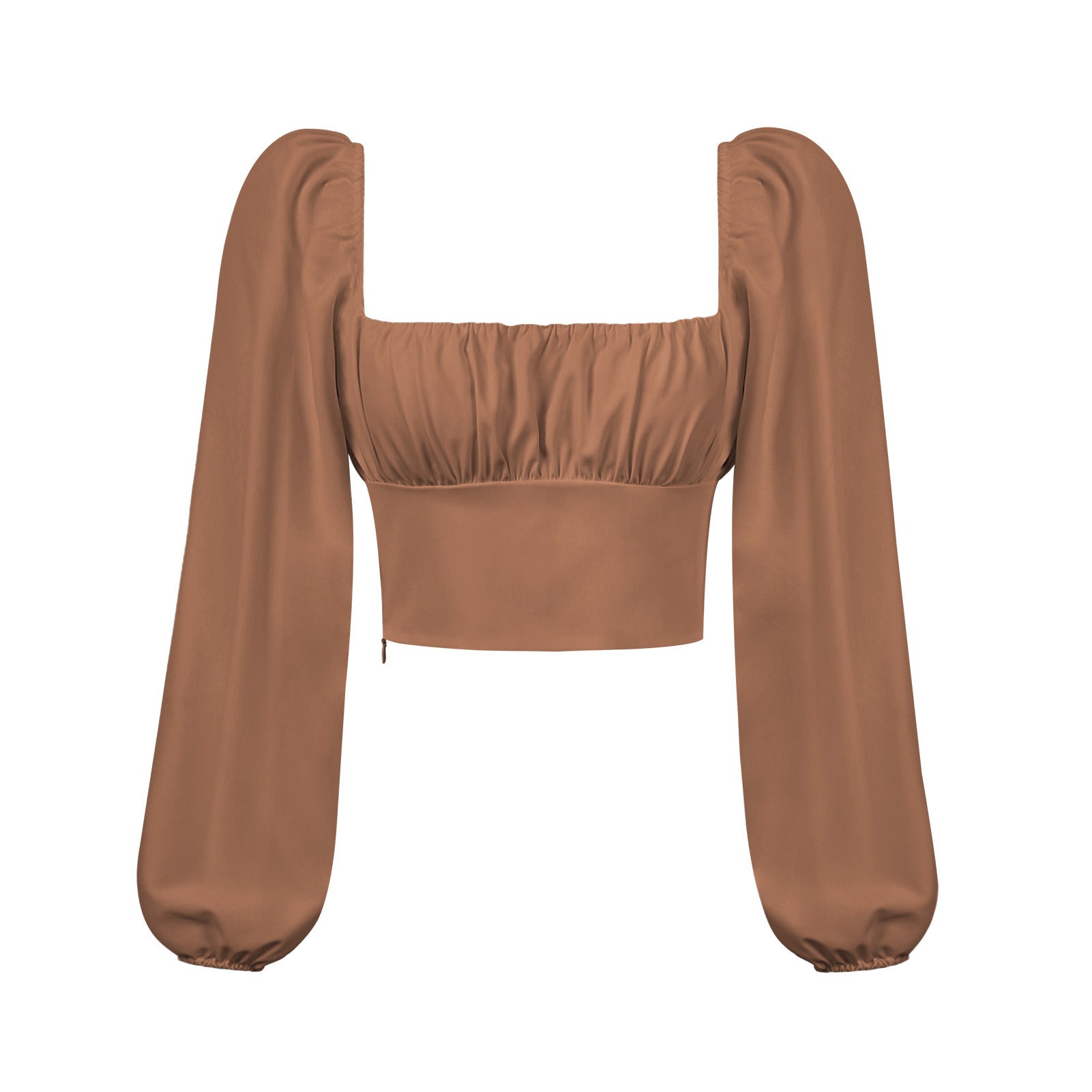 Womens Tops Long Sleeve Fashion Casual Solid Color Crop Top