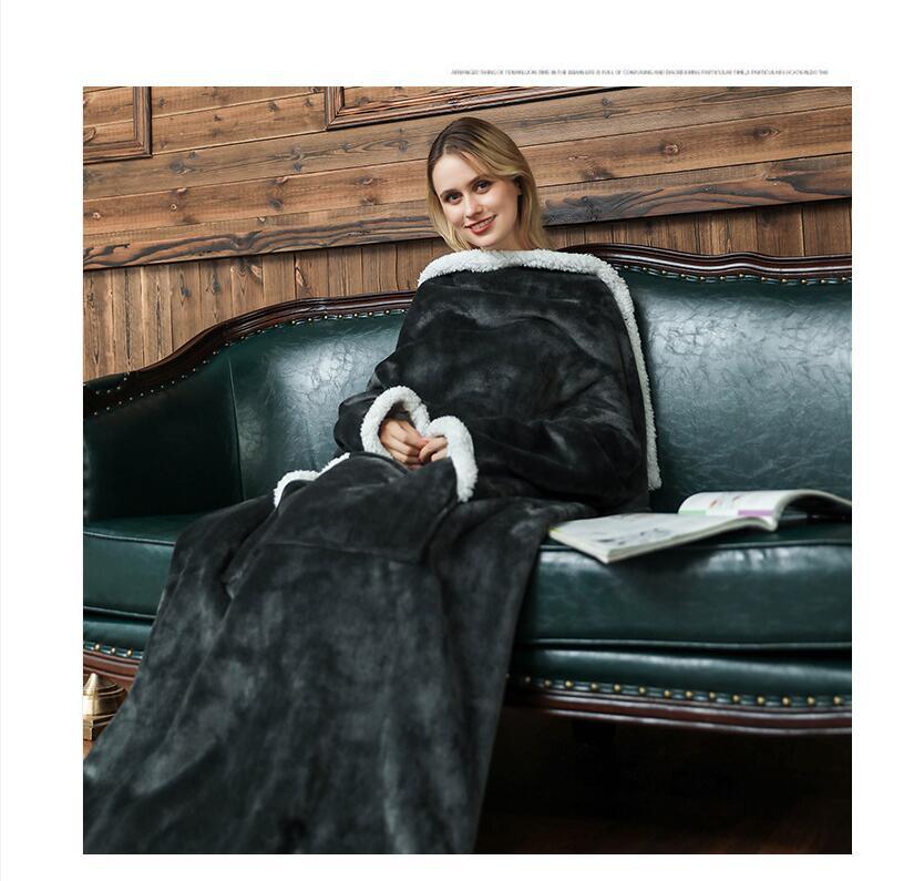 Oversized Fleece Sherpa Wearable Blanket Padded Pullover