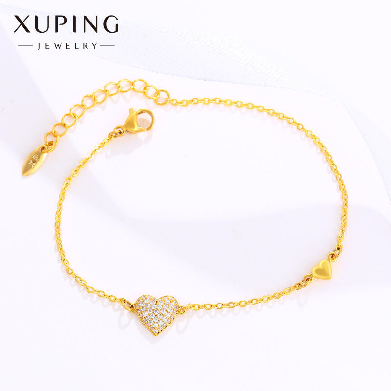 Heart -shaped bracelet alloy gold plating girl jewelry