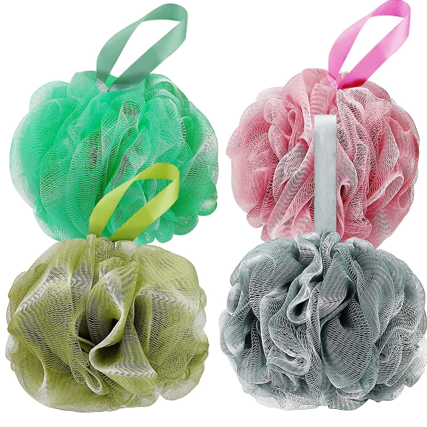 4 Set  Bath Shower Loofah Sponge 75g Bath Mesh Pouf Shower Ball Body Scrubber Exfoliating Bath Sponge for Women and Men;